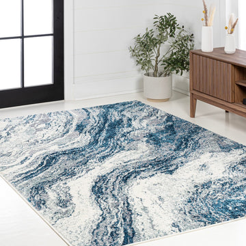 Kassia Contemporary Glam Abstract Marble Area Rug
